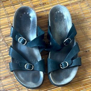 Mephisto Black Double Buckle Strap Sandals Vintage